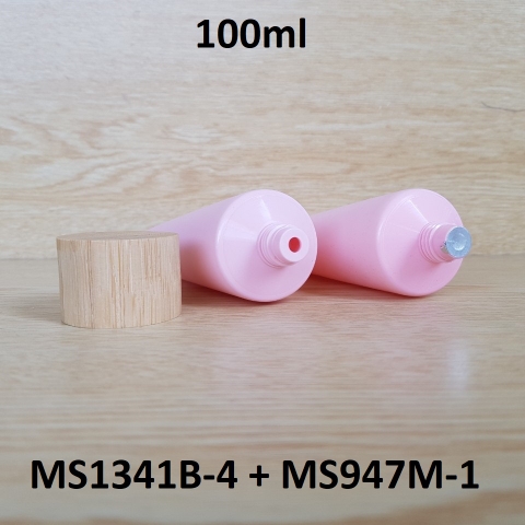 Tuýp tròn hồng nhám nắp tre 100ml