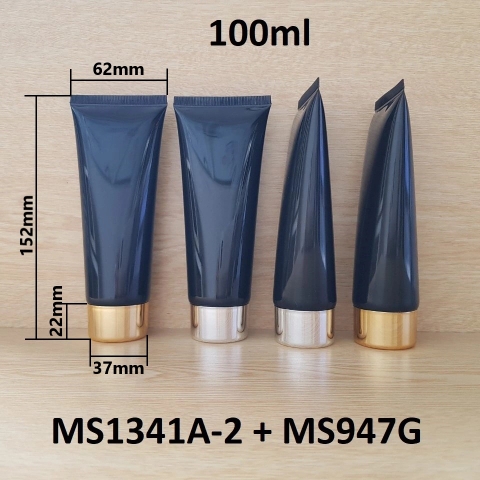 Tuýp tròn đen bóng nắp vàng 100ml