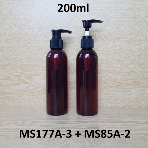 Chai nâu vai tròn vòi van sọc đen 200ml