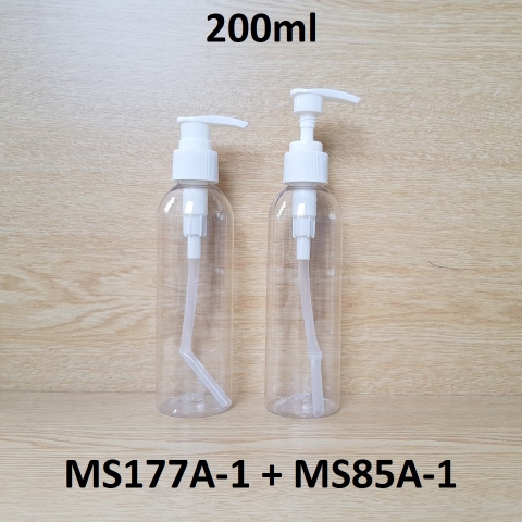 Chai trong vai tròn vòi van sọc trắng 200ml