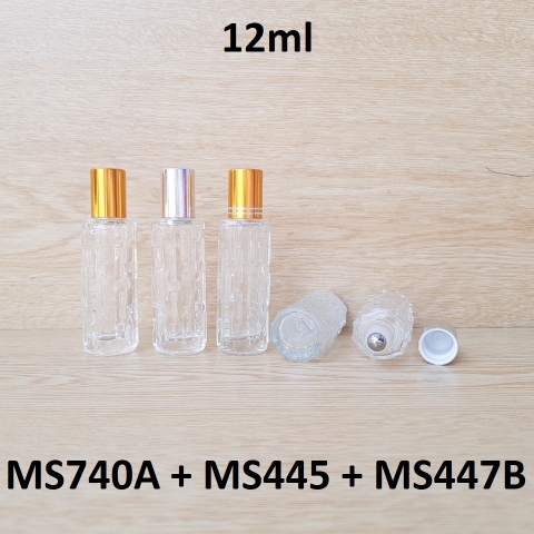 Chai lăn khổ qua đít chai tròn bi sắt 12ml