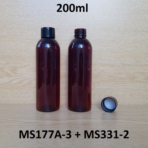 Chai nâu vai tròn nắp vặn đen 200ml