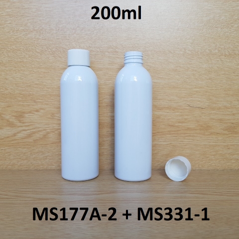 Chai trắng vai tròn nắp vặn trắng 200ml