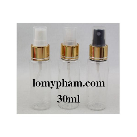 Chai trong vai ngang nắp phun sương xi vàng 30ml