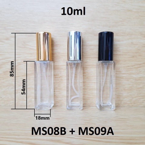 Chai vuông thấp phun sương KO viền 10ml