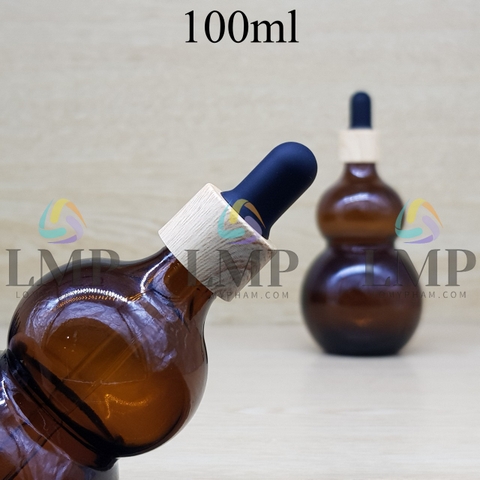 Chai hồ lô nắp bóp khoen vân gỗ 100ml