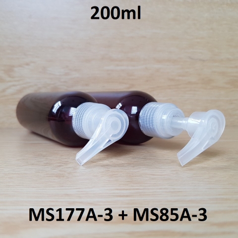 Chai nâu vai tròn vòi van sọc trong 200ml