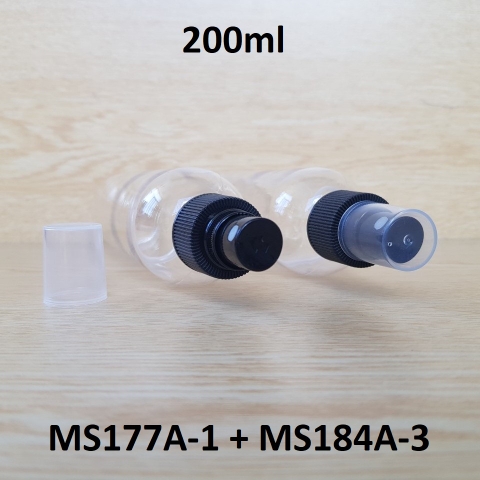 Chai trong vai tròn phun sương sọc đen 200ml