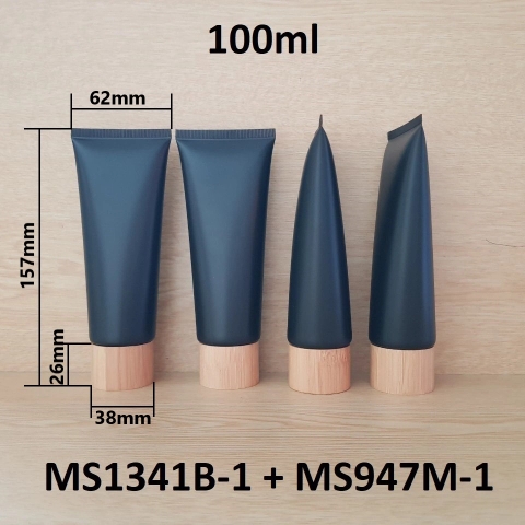 Tuýp tròn đen nhám nắp tre 100ml