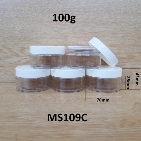 Hũ nhựa trong nắp trắng 100g