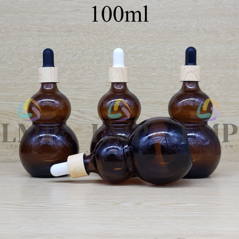 Chai hồ lô nắp bóp khoen vân gỗ 100ml