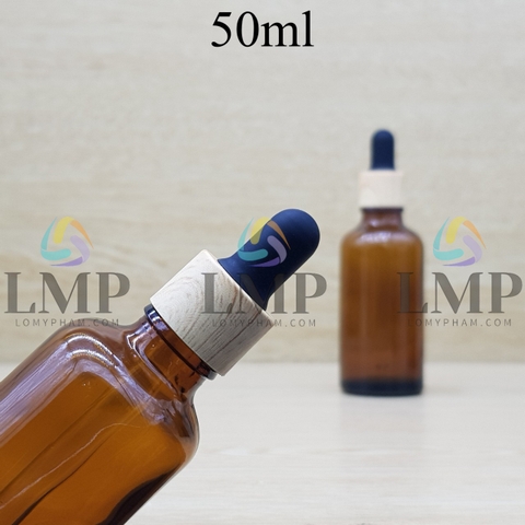 Chai tinh dầu nắp bóp khoen vân gỗ 50ml