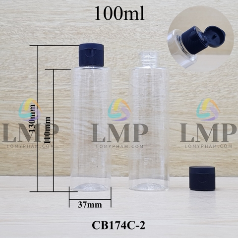 Chai PET vai ngang nắp bật sọc 100ml