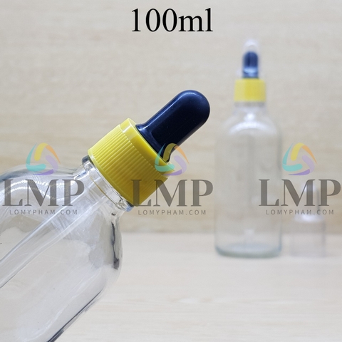 Chai tinh dầu nắp bóp khoen nhựa sọc có nắp chụp 100ml