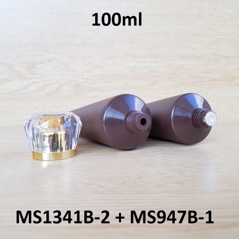 Tuýp tròn nâu nhám nắp vàng 100ml