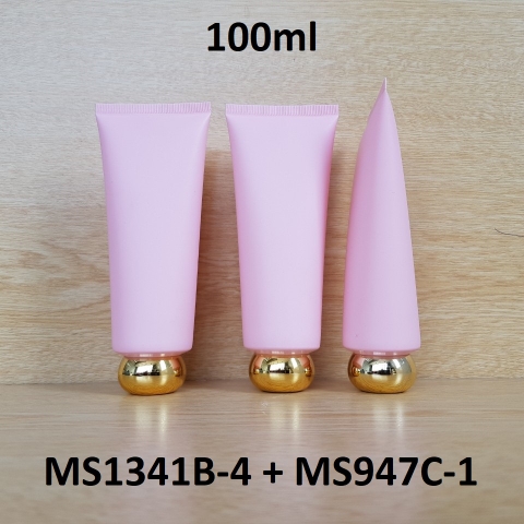 Tuýp tròn hồng nhám nắp vàng 100ml
