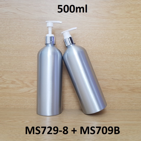 Chai nhôm vòi van xi bạc bóng KO viền 500ml