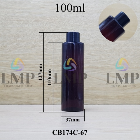 Chai PET vai ngang nắp vặn trơn 100ml