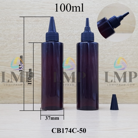 Chai PET vai ngang nắp nhọn sọc 100ml