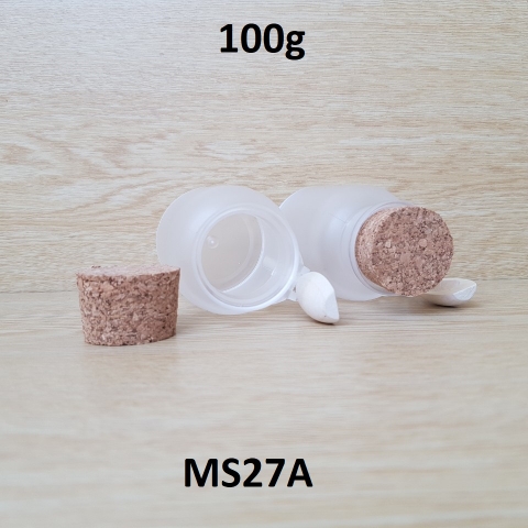 Hũ nhựa kèm muỗng thân tròn 100g
