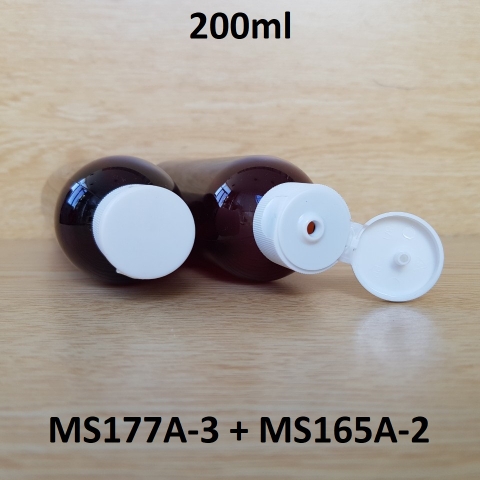 Chai nâu vai tròn nắp bật sọc trắng LW 200ml