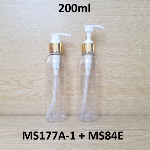 Chai trong vai tròn vòi trắng khoen vàng 200ml