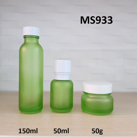 Bộ thủy tinh xanh lá mờ nắp trắng