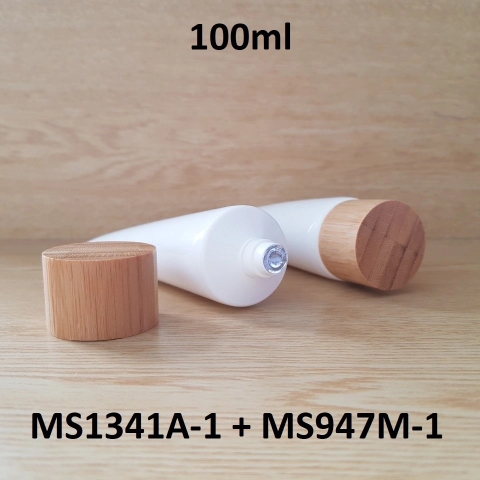 Tuýp tròn trắng bóng nắp tre 100ml