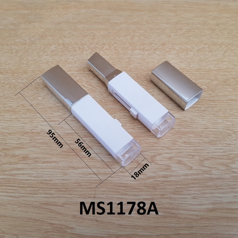 Thỏi trượt xéo màu trắng nắp bạc