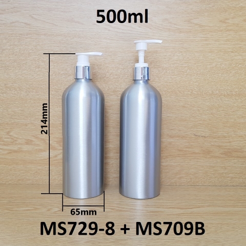 Chai nhôm vòi van xi bạc bóng KO viền 500ml