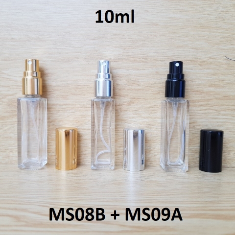 Chai vuông thấp phun sương KO viền 10ml