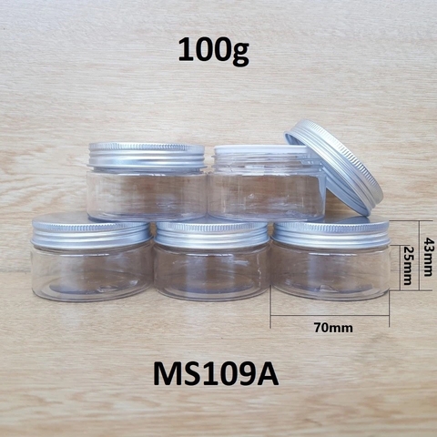 Hũ nhựa trong nắp thiếc 100g