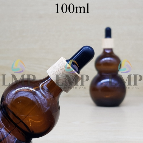 Chai hồ lô nắp bóp khoen vân gỗ 100ml