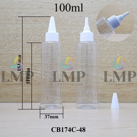 Chai PET vai ngang nắp nhọn sọc 100ml