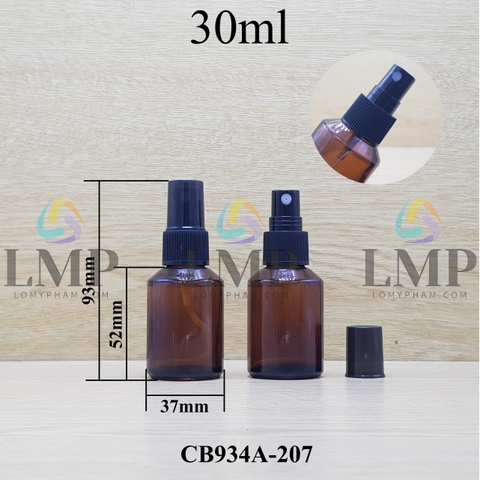 Chai thủy tinh vát đầu phun sương sọc 30ml