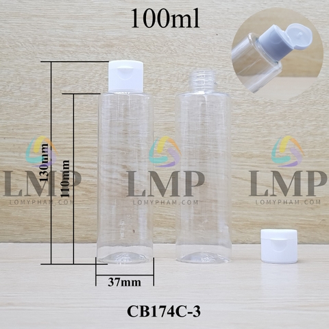 Chai PET vai ngang nắp bật sọc 100ml
