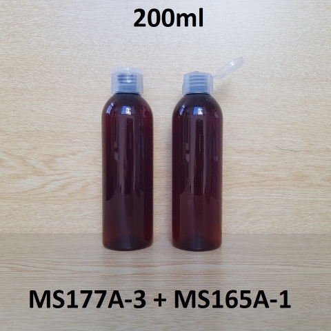 Chai nâu vai tròn nắp bật sọc trong LW 200ml