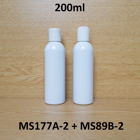 Chai trắng vai tròn nắp nhấn trắng 200ml