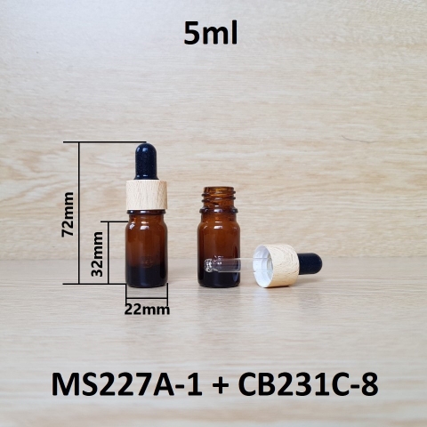 Chai tinh dầu nắp bóp khoen vân gỗ 5ml