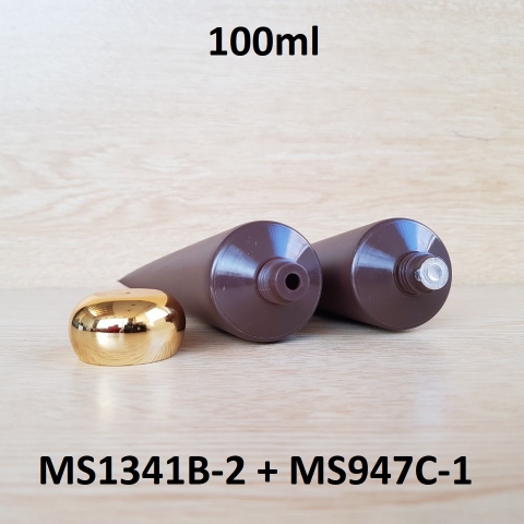 Tuýp tròn nâu nhám nắp vàng 100ml