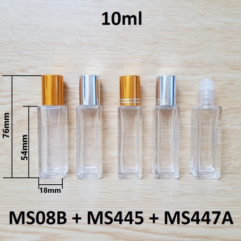 Chai lăn vuông thấp bi nhựa 10ml