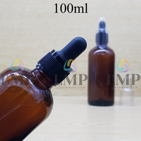 Chai tinh dầu nắp bóp khoen nhựa sọc có nắp chụp 100ml