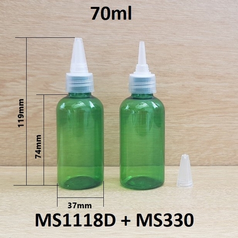 Chai xanh lá nắp nhọn 70ml