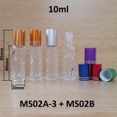 Chai TT bi lăn xoắn nắp vàng KO viền 10ml