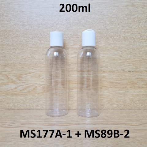 Chai trong vai tròn nắp nhấn trắng 200ml
