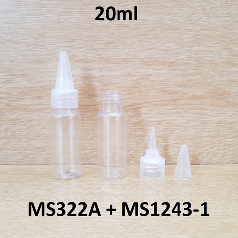 Chai trong vai ngang nắp nhọn 20ml