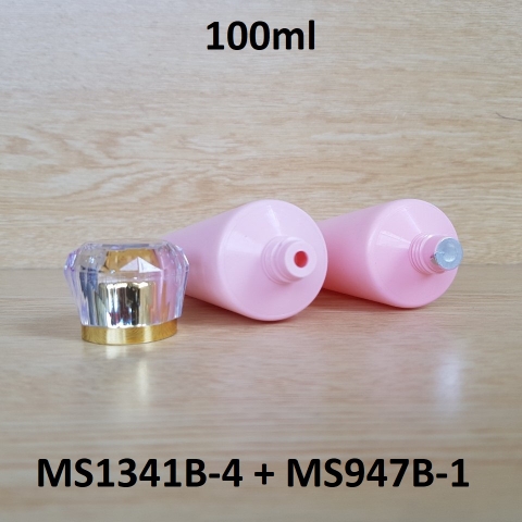 Tuýp tròn hồng nhám nắp vàng 100ml