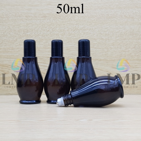 Chai đèn dầu nắp đen đầu bi lăn sắt 50ml