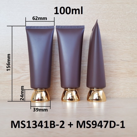 Tuýp tròn nâu nhám nắp vàng 100ml