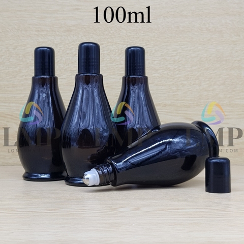 Chai đèn dầu nắp đen đầu bi lăn sắt 100ml